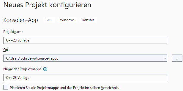 VS Neues Projekt